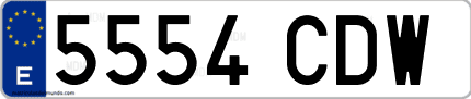 Ejemplo de matrícula de coche ordinaria 5554 CDW