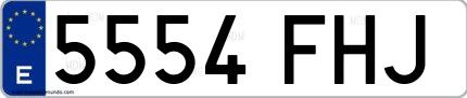 Ejemplo de matrícula española 5554 FHJ