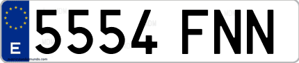 Ejemplo de matrícula de coche ordinaria 5554 FNN
