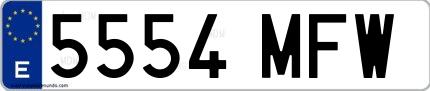 Ejemplo de matrícula española 5554 MFW