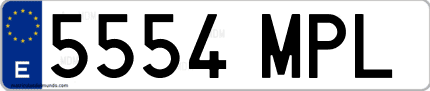 Ejemplo de matrícula de coche ordinaria 5554 MPL