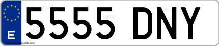 Ejemplo de matrícula de coche ordinaria 5555 DNY