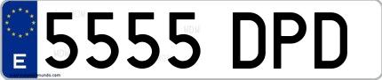 Ejemplo de matrícula española 5555 DPD