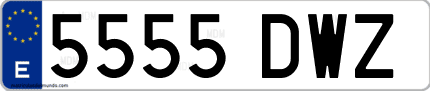 Ejemplo de matrícula de coche ordinaria 5555 DWZ