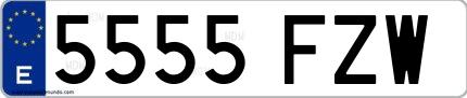 Ejemplo de matrícula española 5555 FZW