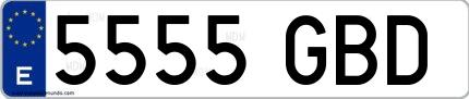 Ejemplo de matrícula española 5555 GBD