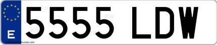 Ejemplo de matrícula española 5555 LDW