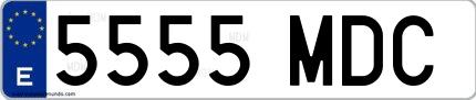 Ejemplo de matrícula española 5555 MDC