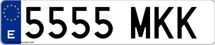 Ejemplo de matrícula española 5555 MKK