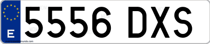 Ejemplo de matrícula de coche ordinaria 5556 DXS
