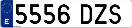 Ejemplo de matrícula de coche ordinaria 5556 DZS