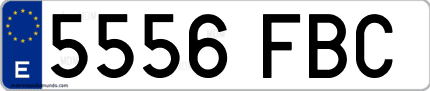 Ejemplo de matrícula de coche ordinaria 5556 FBC