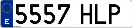 Ejemplo de matrícula de coche ordinaria 5557 HLP