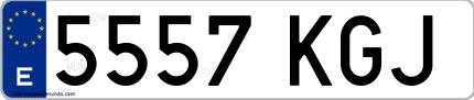 Ejemplo de matrícula española 5557 KGJ