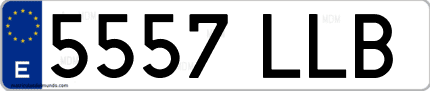 Ejemplo de matrícula de coche ordinaria 5557 LLB