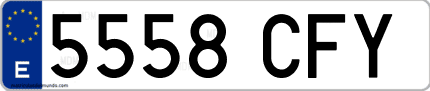 Ejemplo de matrícula de coche ordinaria 5558 CFY