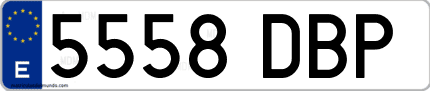 Ejemplo de matrícula de coche ordinaria 5558 DBP