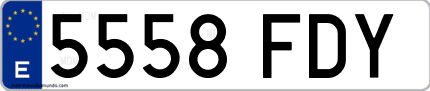 Ejemplo de matrícula de coche ordinaria 5558 FDY