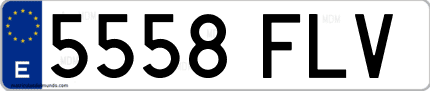 Ejemplo de matrícula de coche ordinaria 5558 FLV