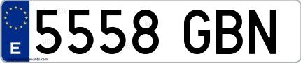 Ejemplo de matrícula española 5558 GBN