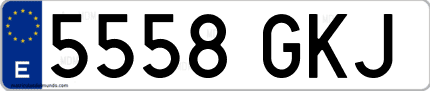 Ejemplo de matrícula de coche ordinaria 5558 GKJ