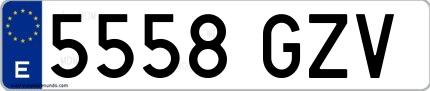 Ejemplo de matrícula española 5558 GZV
