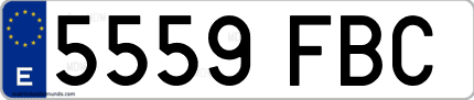 Ejemplo de matrícula de coche ordinaria 5559 FBC