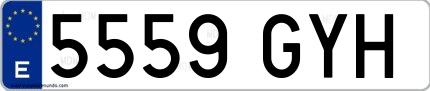 Ejemplo de matrícula española 5559 GYH