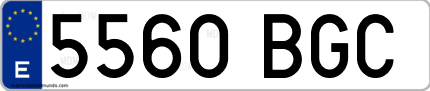 Ejemplo de matrícula de coche ordinaria 5560 BGC