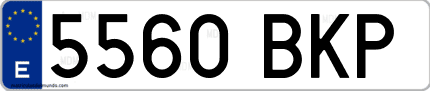 Ejemplo de matrícula de coche ordinaria 5560 BKP