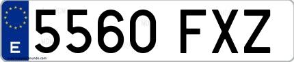Ejemplo de matrícula de coche ordinaria 5560 FXZ