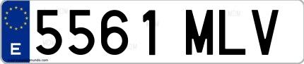 Ejemplo de matrícula española 5561 MLV