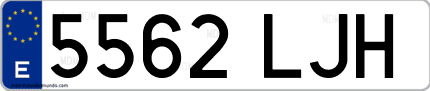 Ejemplo de matrícula de coche ordinaria 5562 LJH