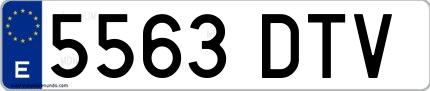 Ejemplo de matrícula española 5563 DTV