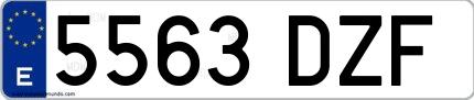 Ejemplo de matrícula española 5563 DZF