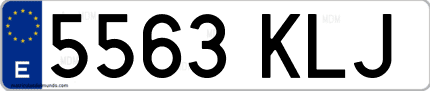 Ejemplo de matrícula de coche ordinaria 5563 KLJ