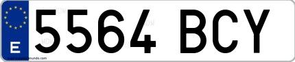 Ejemplo de matrícula española 5564 BCY