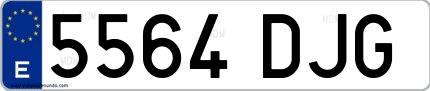 Ejemplo de matrícula española 5564 DJG
