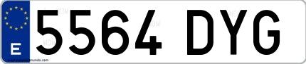 Ejemplo de matrícula española 5564 DYG
