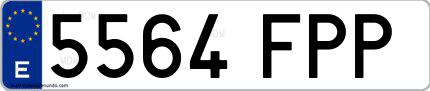 Ejemplo de matrícula española 5564 FPP