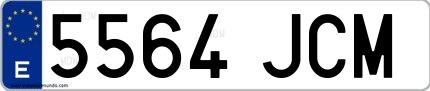 Ejemplo de matrícula española 5564 JCM