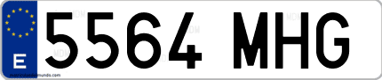 Ejemplo de matrícula de coche ordinaria 5564 MHG