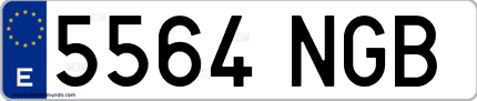 Ejemplo de matrícula de coche ordinaria 5564 NGB