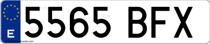 Ejemplo de matrícula de coche ordinaria 5565 BFX