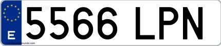 Ejemplo de matrícula española 5566 LPN