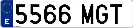 Ejemplo de matrícula española 5566 MGT