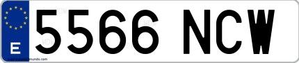 Ejemplo de matrícula española 5566 NCW
