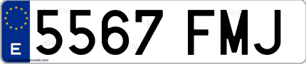 Ejemplo de matrícula de coche ordinaria 5567 FMJ