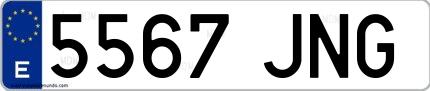 Ejemplo de matrícula española 5567 JNG