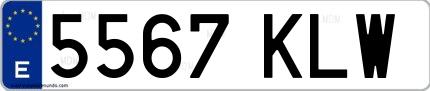Ejemplo de matrícula española 5567 KLW